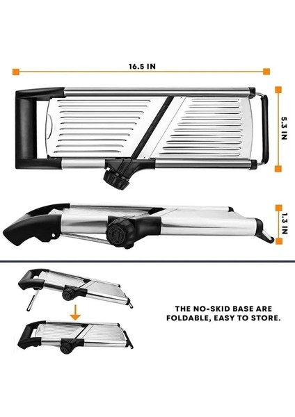 Siyah 304 Paslanmaz Çelik Mandoline Profesyonel Sebze Dilimleme Ayarlanabilir Kesici Sebze Rende Bıçakları ile Mutfak Aksesuarları (Yurt Dışından) modelleri