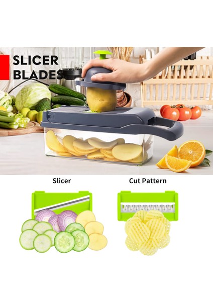 Leeseph Manuel Sebze Doğrayıcı, Çok Fonksiyonlu Gıda Mutfak Sebze Dilimleyici Kesici Kıyıcı Havuç Dicer Yumurta Konteynerli (Yurt Dışından) indirimleri