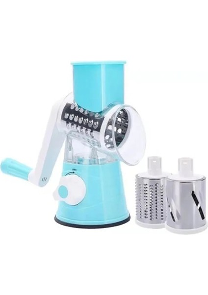 Mavi Sebze Rende Dilimleyici Manuel Mutfak Rende Sebze Doğrayıcı Yuvarlak Mandolin Kesici Patates Spiralizer 3 In 1 Ev Aletleri (Yurt Dışından)