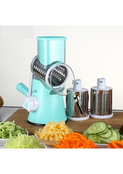 Mavi Sebze Rende Dilimleyici Manuel Mutfak Rende Sebze Doğrayıcı Yuvarlak Mandolin Kesici Patates Spiralizer 3 In 1 Ev Aletleri (Yurt Dışından) modelleri