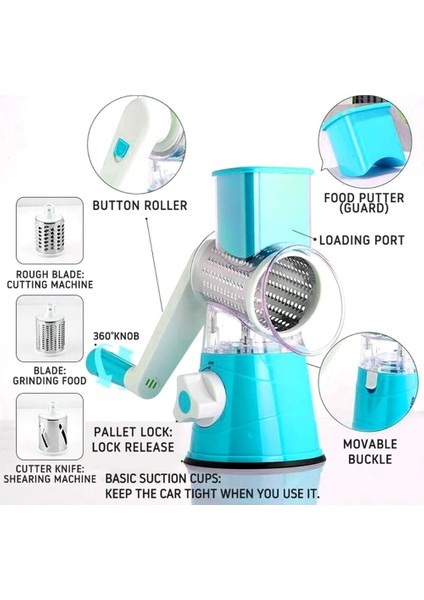 Mavi Sebze Rende Dilimleyici Manuel Mutfak Rende Sebze Doğrayıcı Yuvarlak Mandolin Kesici Patates Spiralizer 3 In 1 Ev Aletleri (Yurt Dışından) fırsatları