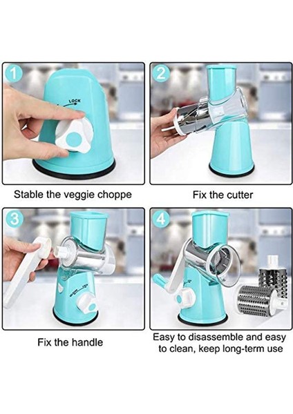 Mavi Sebze Rende Dilimleyici Manuel Mutfak Rende Sebze Doğrayıcı Yuvarlak Mandolin Kesici Patates Spiralizer 3 In 1 Ev Aletleri (Yurt Dışından) indirimleri