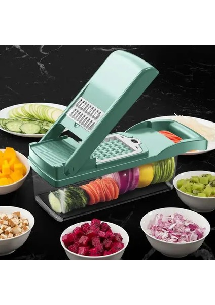 Yeşil Gıda Parçalayıcı Sebze-Meyve-Peynir-Soğan Doğrayıcı Dilimleyici Dicer Domates Kesici Rende 12 In 1 Sebze Doğrayıcı Mutfak Gadget Setleri (Yurt Dışından)