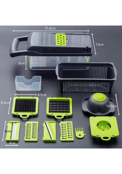 Yeşil Gıda Parçalayıcı Sebze-Meyve-Peynir-Soğan Doğrayıcı Dilimleyici Dicer Domates Kesici Rende 12 In 1 Sebze Doğrayıcı Mutfak Gadget Setleri (Yurt Dışından) fırsatları