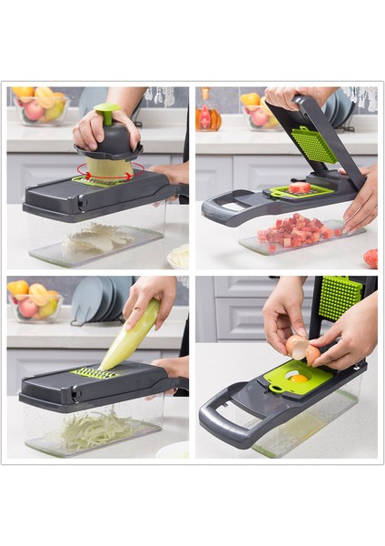 Yeşil Gıda Parçalayıcı Sebze-Meyve-Peynir-Soğan Doğrayıcı Dilimleyici Dicer Domates Kesici Rende 12 In 1 Sebze Doğrayıcı Mutfak Gadget Setleri (Yurt Dışından) indirimleri