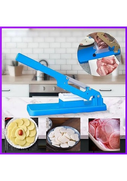 Mavi Çok Fonksiyonlu Masa Dilimleme Gıda Dondurulmuş Et Sığır Eti Ot Koyun Eti Rulo Meyve Ekmek Sebze Dilimleme Makinesi Mutfak Bıçakları Kesici (Yurt Dışından)
