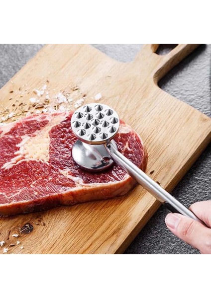 Siyah Büyük Meslek Et Çekiç Taşınabilir Gevşek Alet Et Tenderizer Iğnesi Çift Taraflı Et Tokmak ile Kauçuk Konfor Kavrama Kolu (Yurt Dışından)