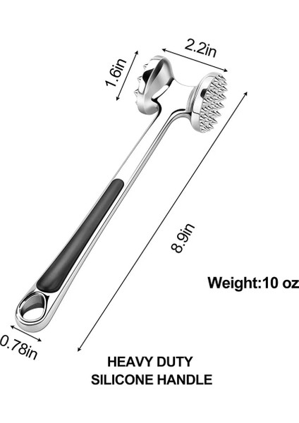 Siyah Büyük Meslek Et Çekiç Taşınabilir Gevşek Alet Et Tenderizer Iğnesi Çift Taraflı Et Tokmak ile Kauçuk Konfor Kavrama Kolu (Yurt Dışından)
