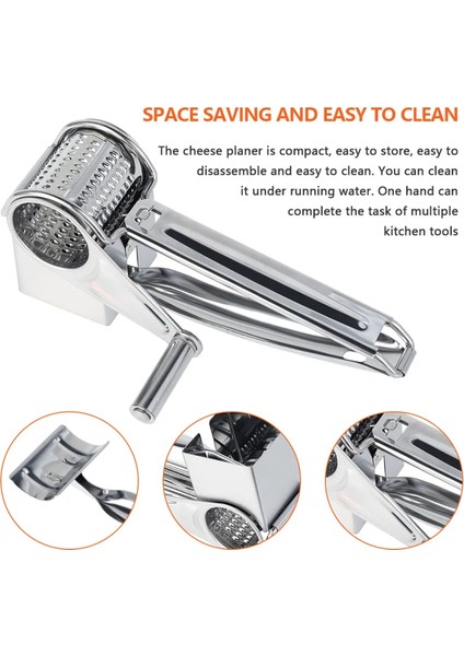 Gümüş Saplı Döner Peynir Rendesi 3 Değiştirilebilir Tambur Bıçak Peynir Rende Dilimleyici El Peynir Kesici Parçalayıcı Süper Keskin (Yurt Dışından) fırsatları