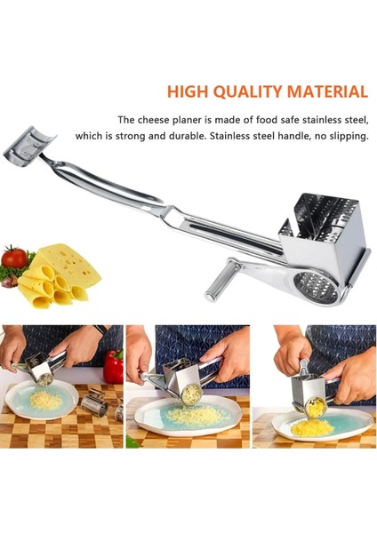 Gümüş Saplı Döner Peynir Rendesi 3 Değiştirilebilir Tambur Bıçak Peynir Rende Dilimleyici El Peynir Kesici Parçalayıcı Süper Keskin (Yurt Dışından) indirimleri