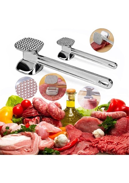 L Et Yumuşatıcı Çekiç Ev Paslanmaz Çelik Biftek Metal Çekiç Mutfak Aracı Ağır Hizmet Tipi Dayanıklı Çift Taraflı Yumuşatıcı (Yurt Dışından) fırsatları