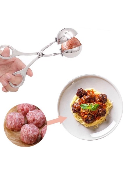 L Köfte Kepçe Topu Makinesi Paslanmaz Çelik Et Balya Makinesi Maşa Kek Pop Makinesi Kavun Baller Kurabiye Kaşık Kek Pirinç Hamuru Buz Maşası (Yurt Dışından) fırsatları