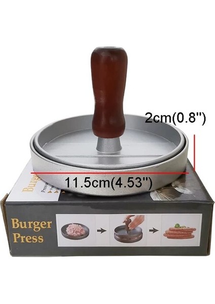 Büyük Mutfak Burger Presi Yapışmaz Abs Hamburger Et Presi Sığır Izgara Hamburger Presi Patty Maker Kalıp Yuvarlak Şekil Şef Et Kalıp (Yurt Dışından)
