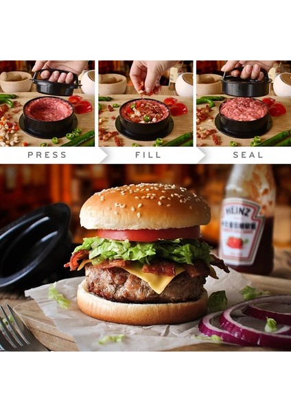 Büyük Mutfak Burger Presi Yapışmaz Abs Hamburger Et Presi Sığır Izgara Hamburger Presi Patty Maker Kalıp Yuvarlak Şekil Şef Et Kalıp (Yurt Dışından)