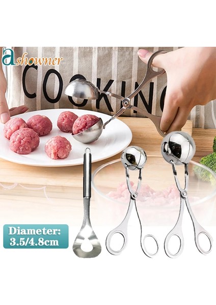 Küçük 3.5 cm Yapışmaz Köfte Makinesi Köfte Klip Pirinç Topu Kaşık Paslanmaz Çelik Balık Topu Hızlı Form Yapma Kalıp Mutfak Pişirme Aletleri (Yurt Dışından) fırsatları