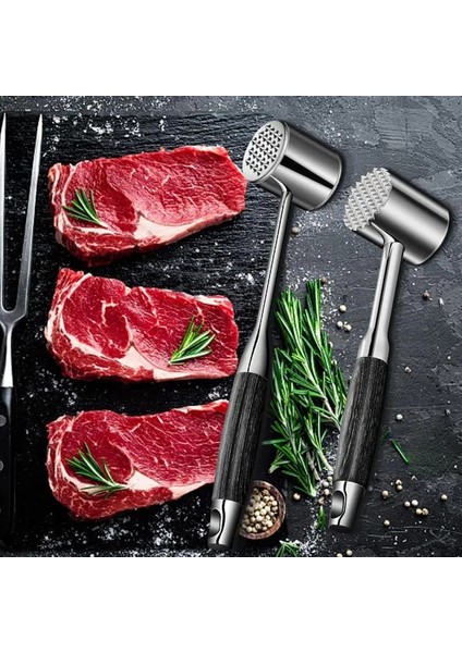 Kısa Saplı Et Tokmakları Tenderizer Mükemmel Paslanmaz Çelik Malzemeler Tokmaklar Tenderizer Çoklu Özellikler Çift Taraflı Çekiç Et Çekici (Yurt Dışından)