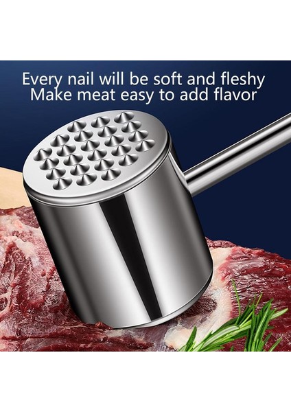Kısa Saplı Et Tokmakları Tenderizer Mükemmel Paslanmaz Çelik Malzemeler Tokmaklar Tenderizer Çoklu Özellikler Çift Taraflı Çekiç Et Çekici (Yurt Dışından)