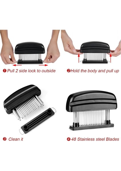 Beyaz Pounder Tenderizer Tenderizer Mallet Et Biftek Iğne Bıçağı Pişirme Bıçakları 48 Et Sığır Aletleri Çelik Paslanmaz Et Çekiç (Yurt Dışından) fırsatları
