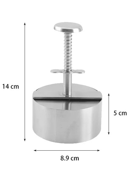 Çap 8.9 cm Manuel Hamburger Presi 304 Paslanmaz Çelik Mutfak Etli Turta Makinesi Yuvarlak Basınç Et Kalıp Kalınlığı Ayarlanabilir Barbekü Aracı (Yurt Dışından)