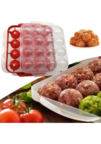 Kırmızı 1 Takım Pratik Köfte Yapma Tepsisi Güvenli Köfte Kalıbı Kalıptan Kolay Çıkarılabilir Kolay Temizlenebilir Ev Yapımı Köfte Yapımcısı (Yurt Dışından)