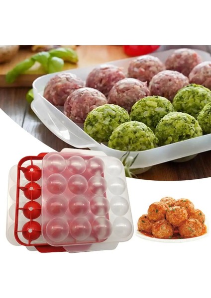 Kırmızı 1 Takım Pratik Köfte Yapma Tepsisi Güvenli Köfte Kalıbı Kalıptan Kolay Çıkarılabilir Kolay Temizlenebilir Ev Yapımı Köfte Yapımcısı (Yurt Dışından)