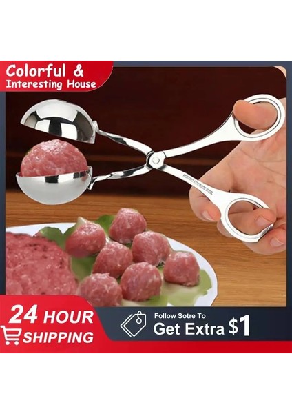 L Paslanmaz Çelik Küçük Köfte Makinesi Klip Ev Yapımı Yağsız Köfte Aracı Yapışmaz Doldurulmuş Et Topu Kaşık Şekillendirici Mutfak Aletleri (Yurt Dışından) fırsatları