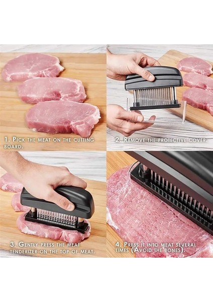 Detay Olarak Siyah M Profesyonel 48 Adet Iğneler Paslanmaz Çelik Et Tenderizer Mutfak Pişirme Araçları Mutfak Için Ihale Et Çekiç Çekiç Et Aracı (Yurt Dışından) fiyatları