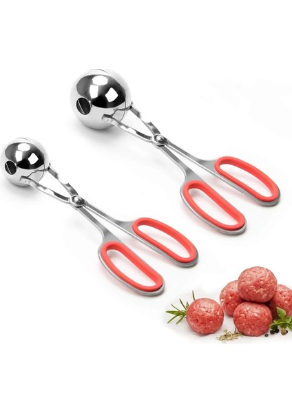 1 Adet Küçük Şerit Et Balya Makinesi, Yapışmaz Köfte Kaşık Topu Makinesi, Paslanmaz Çelik Köfte Makinesi Çıkarılabilir Kaymaz Saplı Kek Pop Kepçe (Yurt Dışından)