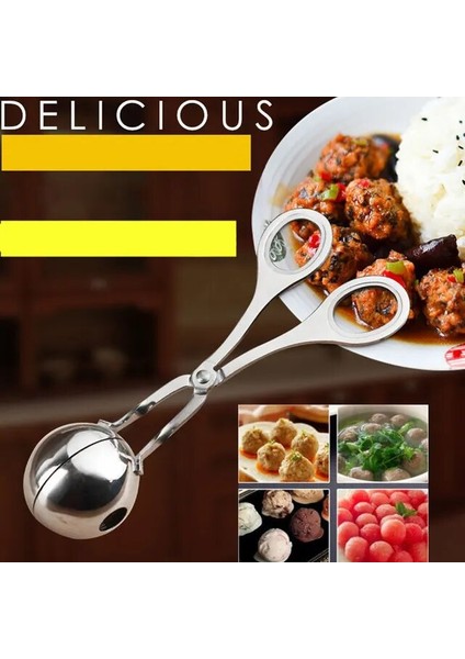 Gümüş L Paslanmaz Çelik Köfte Klip Balık Topu Pirinç Topu Yapma Kalıp Sıkma Köfte Artefakt Mutfak Gadget (Yurt Dışından)