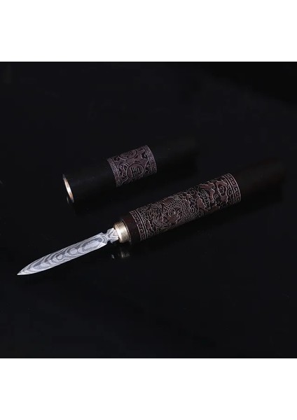Siyah Paslanmaz Çelik Pu'er Çay Bıçağı Desen Çelik Oyma Çay Iğnesi Şam Çay Bıçağı Çay Seti Aksesuarları (Yurt Dışından)
