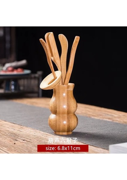 E Bambu Çay Tutucu Çin Tarzı Çay Töreni Altı Beyler Çay Seti Aksesuarları Çay Bardağı Klip Çay Kaşığı Özelleştirilmiş Teaware Araçları (Yurt Dışından)