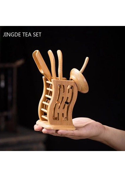 E Bambu Çay Tutucu Çin Tarzı Çay Töreni Altı Beyler Çay Seti Aksesuarları Çay Bardağı Klip Çay Kaşığı Özelleştirilmiş Teaware Araçları (Yurt Dışından) fiyatları