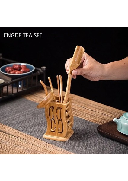 E Bambu Çay Tutucu Çin Tarzı Çay Töreni Altı Beyler Çay Seti Aksesuarları Çay Bardağı Klip Çay Kaşığı Özelleştirilmiş Teaware Araçları (Yurt Dışından) modelleri