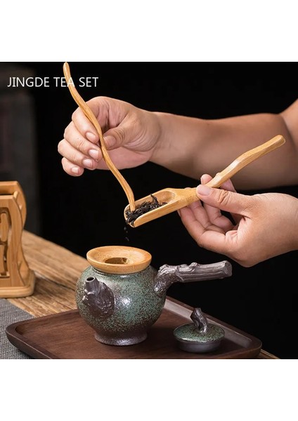 E Bambu Çay Tutucu Çin Tarzı Çay Töreni Altı Beyler Çay Seti Aksesuarları Çay Bardağı Klip Çay Kaşığı Özelleştirilmiş Teaware Araçları (Yurt Dışından) fırsatları