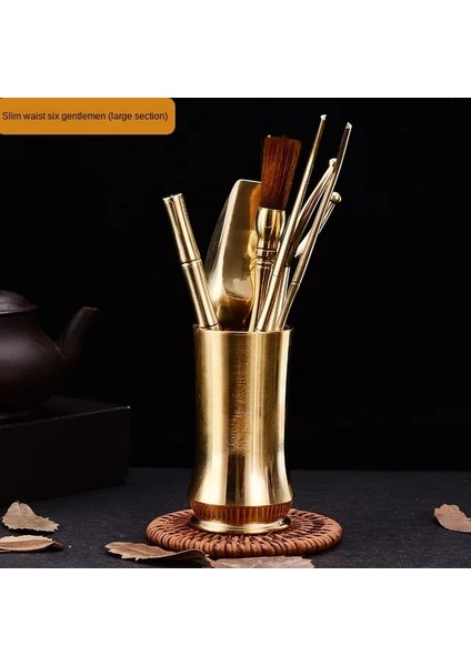 Color1 S Kung Fu Çay Seti Çay Töreni Çay Kesici Klip Iğne Bakır Kutular Çay Kaşık Süzgeçler Altı Beyefendi Çay Aksesuarları Set ZH599 (Yurt Dışından)