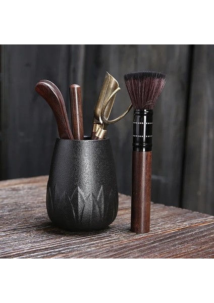 Color2 Seramik Çay Töreni Altı Beyler Kung Fu Çay Aksesuarları Siyah Sandal Ağacı Çay Seti Çay Yapma Aracı Çay Klip Çay Iğnesi ZH600 (Yurt Dışından)