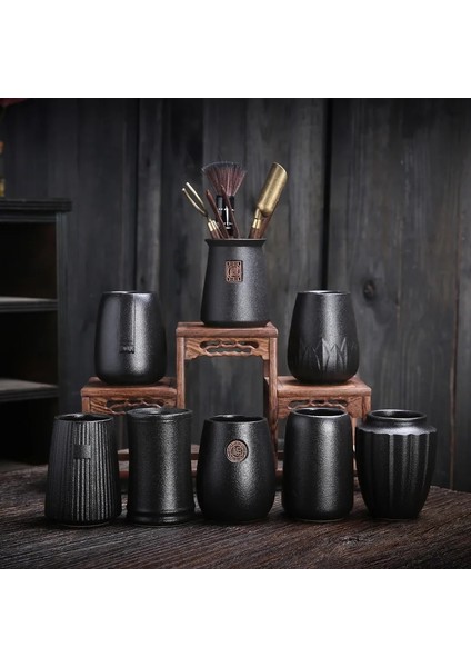 Color2 Seramik Çay Töreni Altı Beyler Kung Fu Çay Aksesuarları Siyah Sandal Ağacı Çay Seti Çay Yapma Aracı Çay Klip Çay Iğnesi ZH600 (Yurt Dışından)