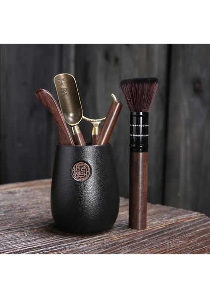 Color2 Seramik Çay Töreni Altı Beyler Kung Fu Çay Aksesuarları Siyah Sandal Ağacı Çay Seti Çay Yapma Aracı Çay Klip Çay Iğnesi ZH600 (Yurt Dışından)