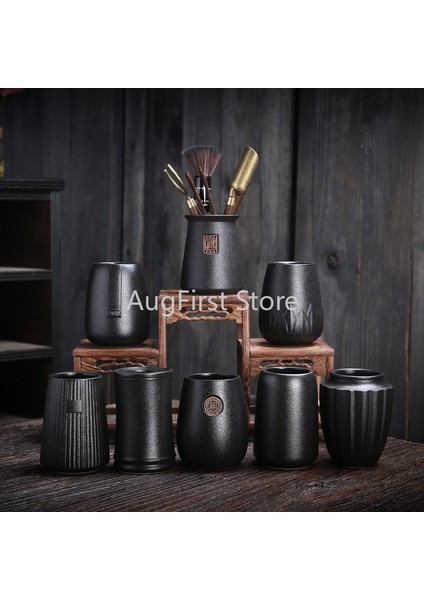 Color3 Seramik Çay Töreni Altı Beyler Kung Fu Çay Aksesuarları Siyah Sandal Ağacı Çay Seti Çay Yapma Aracı Çay Klip Çay Iğnesi ZH600 (Yurt Dışından)