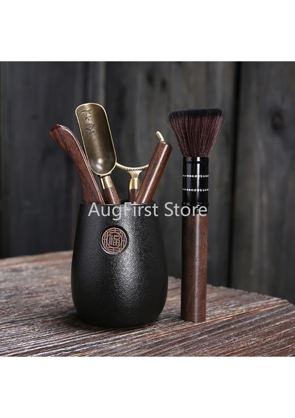 Color3 Seramik Çay Töreni Altı Beyler Kung Fu Çay Aksesuarları Siyah Sandal Ağacı Çay Seti Çay Yapma Aracı Çay Klip Çay Iğnesi ZH600 (Yurt Dışından)