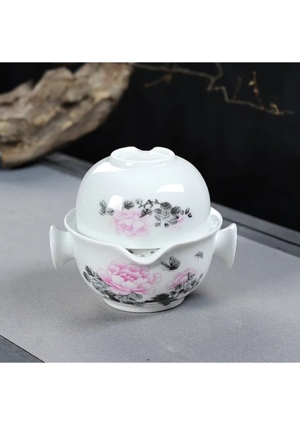 01 Çin Kung Fu Çay Seti 1 Pot 1 Bardak Dahil, Güzel ve Kolay Çaydanlık Su Isıtıcısı, Manzara Boyama Seyahat Çay Seti Zarif Gaiwan (Yurt Dışından)