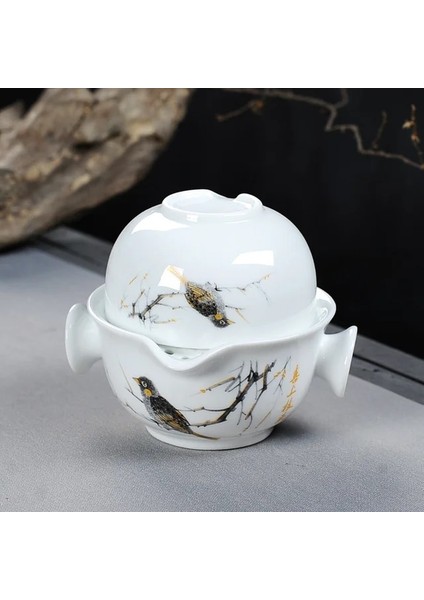 06 Çin Kung Fu Çay Seti 1 Pot 1 Bardak Dahil, Güzel ve Kolay Çaydanlık Su Isıtıcısı, Manzara Boyama Seyahat Çay Seti Zarif Gaiwan (Yurt Dışından)