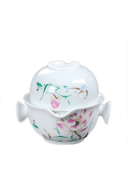 06 Çin Kung Fu Çay Seti 1 Pot 1 Bardak Dahil, Güzel ve Kolay Çaydanlık Su Isıtıcısı, Manzara Boyama Seyahat Çay Seti Zarif Gaiwan (Yurt Dışından)