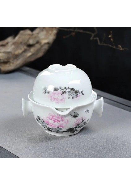 06 Çin Kung Fu Çay Seti 1 Pot 1 Bardak Dahil, Güzel ve Kolay Çaydanlık Su Isıtıcısı, Manzara Boyama Seyahat Çay Seti Zarif Gaiwan (Yurt Dışından)