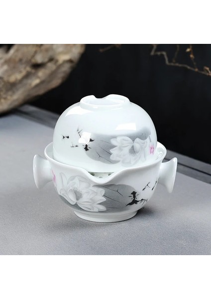 06 Çin Kung Fu Çay Seti 1 Pot 1 Bardak Dahil, Güzel ve Kolay Çaydanlık Su Isıtıcısı, Manzara Boyama Seyahat Çay Seti Zarif Gaiwan (Yurt Dışından)