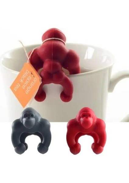 Kırmızı Silikon Çay Poşeti Tutucu Klipler Taşma Önleyici Kupa Asılı Aracı Sevimli Şempanze Içecek Işaretleyici Şarap Bardağı Etiketi Çay Klipleri Aksesuarları (Yurt Dışından) fırsatları