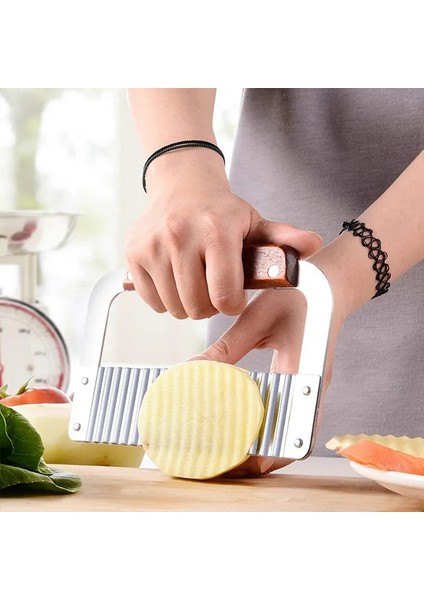 Bir Patates Dalgalı Bıçak, Patates Kızartması Kesici, Paslanmaz Çelik Patates Kesici Bıçak, Dalgalı Buruşuk Kesici, Sebze Şeritleri Oluklu Kesici (Yurt Dışından) modelleri
