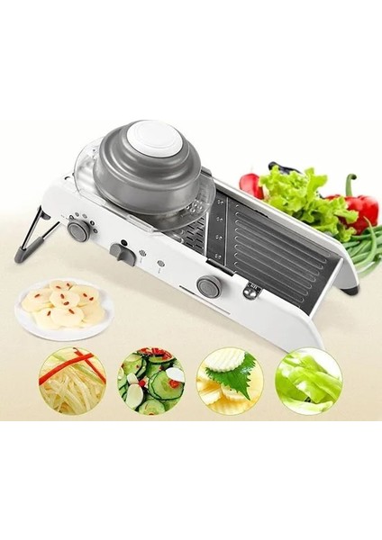 Ayarlanabilir Mandoline Dilimleyici Paslanmaz Çelik Sebze Julienner Ayarlanabilir Güvenli Bıçaklar Rende Profesyonel Çok Fonksiyonlu Domates Dilimleyici (Yurt Dışından)