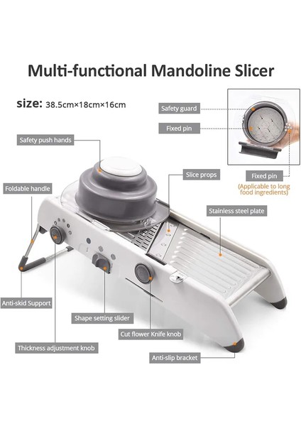 Ayarlanabilir Mandoline Dilimleyici Paslanmaz Çelik Sebze Julienner Ayarlanabilir Güvenli Bıçaklar Rende Profesyonel Çok Fonksiyonlu Domates Dilimleyici (Yurt Dışından) modelleri