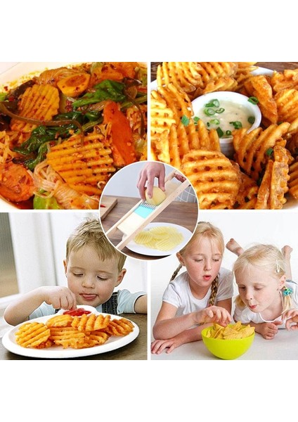 El Koruyucu Izgara Sebze Kesiciler Ahşap Izgara Patates Patates Dilimleme Patates Aletleri Dalga Kesici Kesici Mutfak Kızartma Bıçağı Silin Katı (Yurt Dışından) modelleri